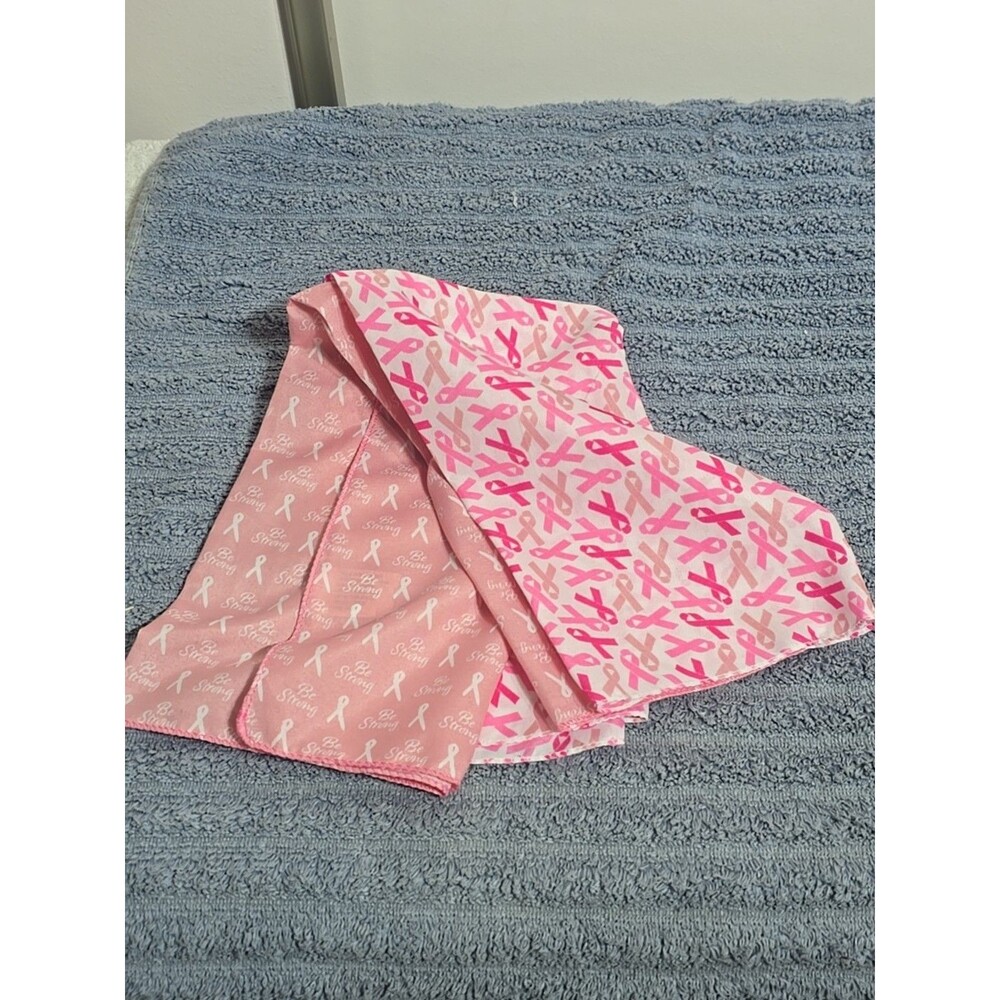 PINK RIBBONS BREAST CANCER AWARENESS DESIGN BANDANA HANDKERCHIEF HEAD WRAP Set/2